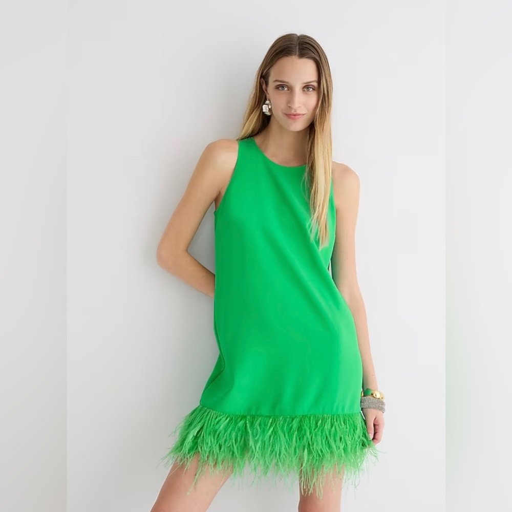J. Crew Collection Crepe feather-trim shift dress - Size Small